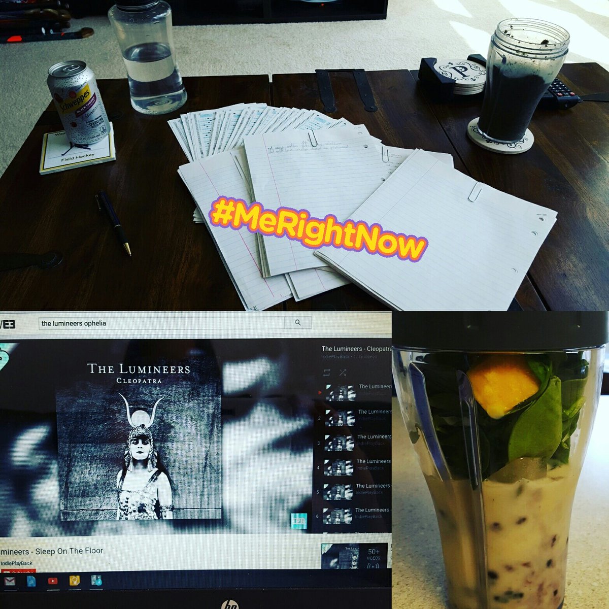 Coach_Provost's tweet photo. #Finals #GradingTime Veggie and fruit smoothie, the lumineers, and 100+ finals to grade #IAmReady What about you @Republic_of_Cal @cczulada https://t.co/vLOzs3Yawu