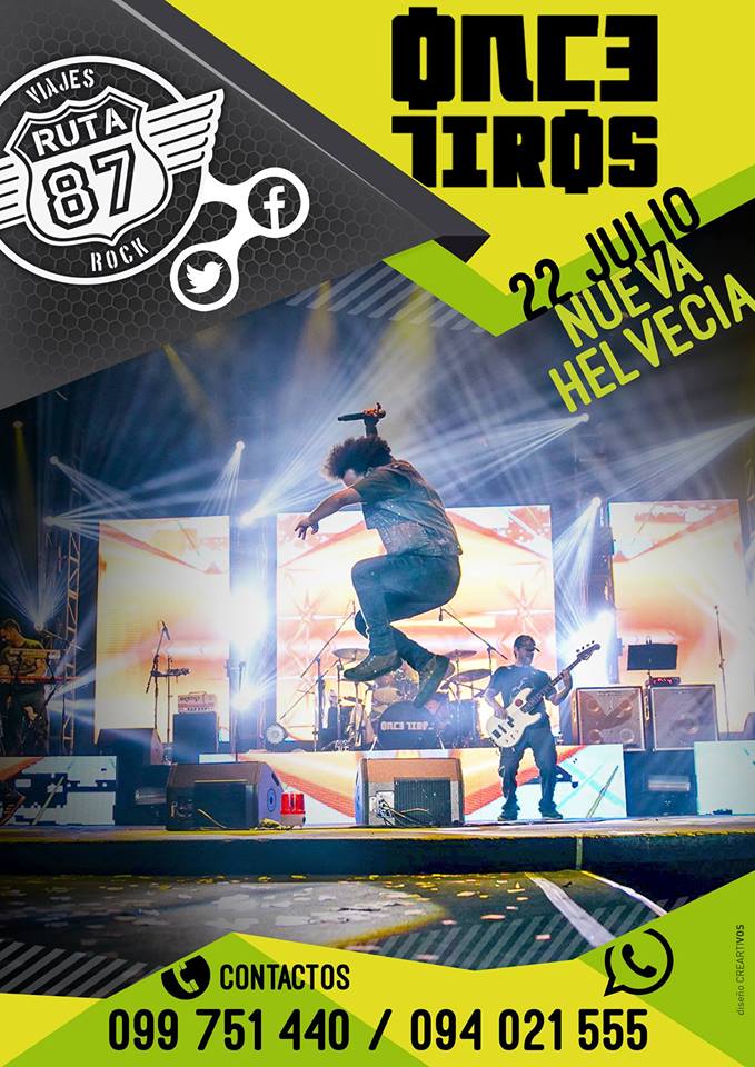 Ruta87Viajes's tweet photo. .@OnceTirosComUy SE PRESENTA EN NUEVA HELVECIA Y #Ruta87 TE LLEVA!! UNITE AL EVENTO ➤ https://t.co/doPwBqjXI6 Y ENTERATE DE TODO! #Rooock🤘 https://t.co/eUdrhHyy3m