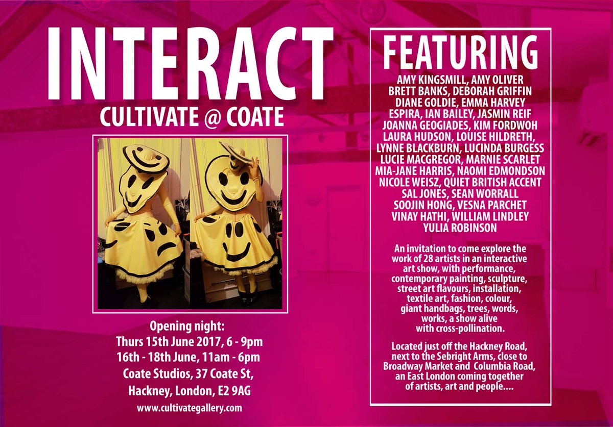 CVSgallery's tweet photo. Interact opens this Thursday, an art show alive with paint, performance, print, sculpture, installation and https://t.co/16LaovD8Qo #Hackney https://t.co/hmqR6zwp4x