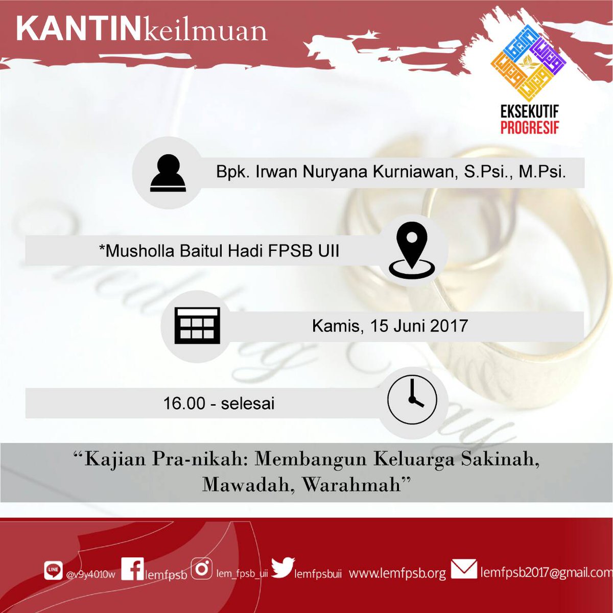 Pernikahan adl ibadah tersulit untuk dilakukan krn berlangusung sepnjang hidup sejak awal menikah. 
#Free Entry &amp; Takjil
Save the date!! 👇👍