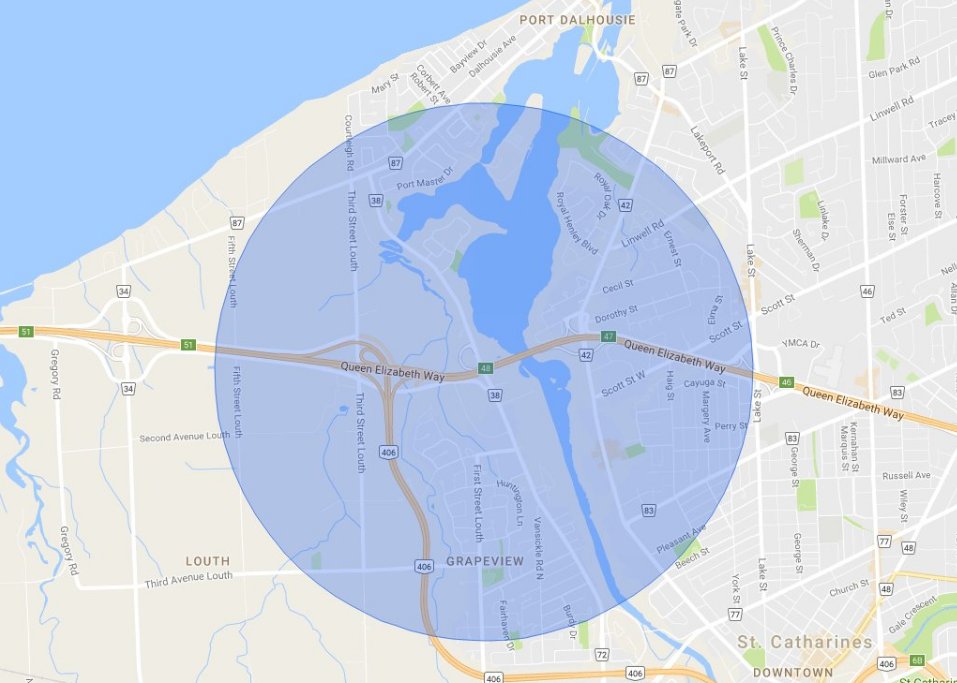 NiagRegPolice's tweet photo. #STCTRUK 8 - Please see updated zone.  Residents in 2km radius are asked to shelter in place. https://t.co/7ZfCZVJMYd