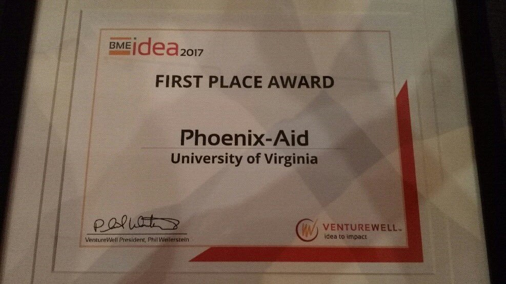 azorychta's tweet photo. 1st place Phoenix-Aid for #BMEidea national innovation prize at #MDMEast, repping @uva @uvaengineers @WIPuva @iLabAtUVA! Congrats Ashwin! https://t.co/oZgaCsUPl5
