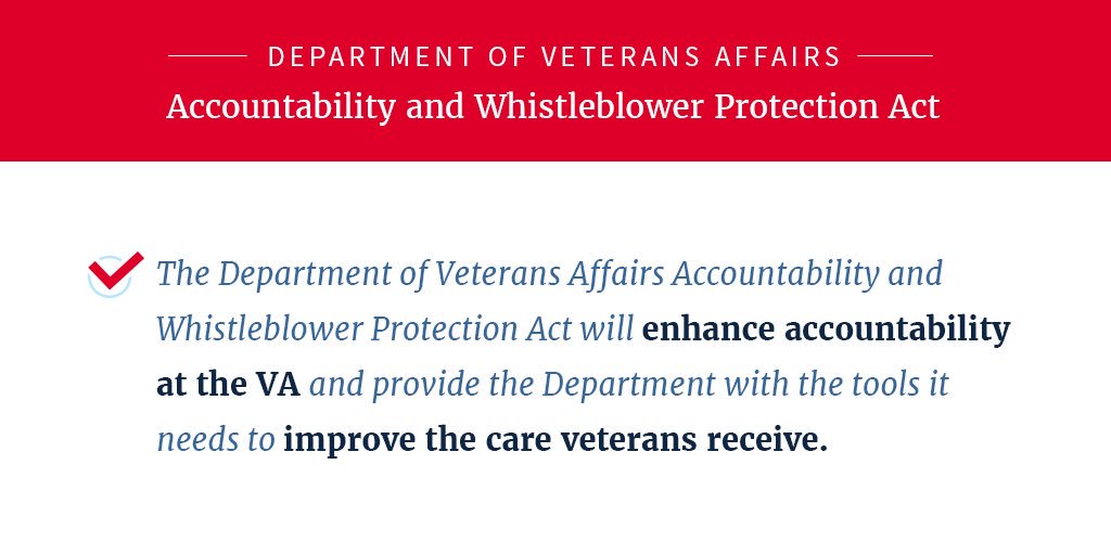 The passage of the @DeptVetAffairs Accountability and Whistleblower Protection Act is GREAT news for veterans! I look forward to signing it!