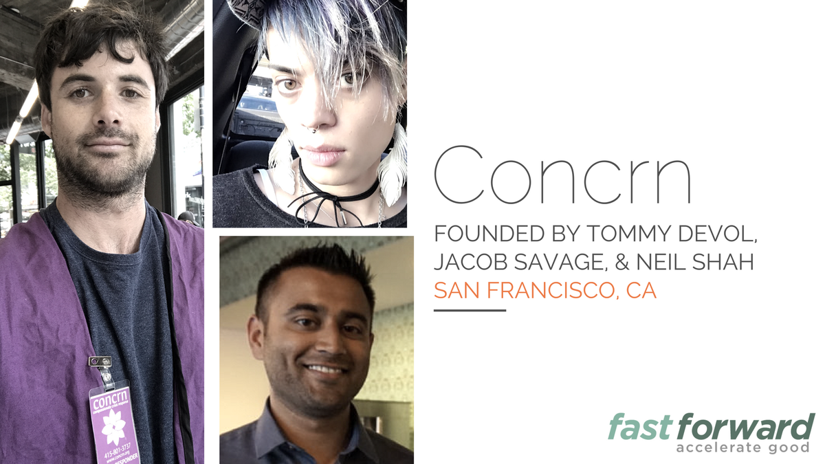 FfwdOrg's tweet photo. .@concrnapp is a mobile 911-alternative to dispatch help for people in crisis #ffwd2016 https://t.co/0OseLJnb9o
