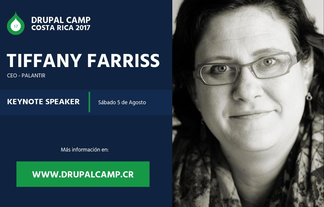 drupalcr's tweet image. We are exited to announce that Tiffany Farriss @farriss, CEO of @palantir will be our keynote speaker on August 5th. #drupalcampcr #drupalcr