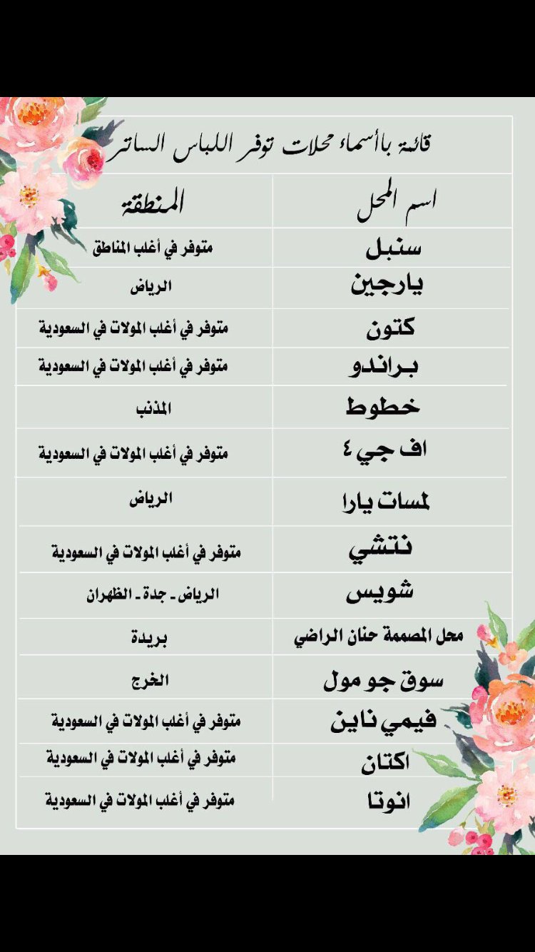 ملتقى التوجيه الطلابي on twitter قائمة بأسماء بعض المحلات التي تبيع ملابس ساترة للبنات وللنساء ساهم في النشر صدقة جارية رمضان https t co xidkfjjz6y twitter