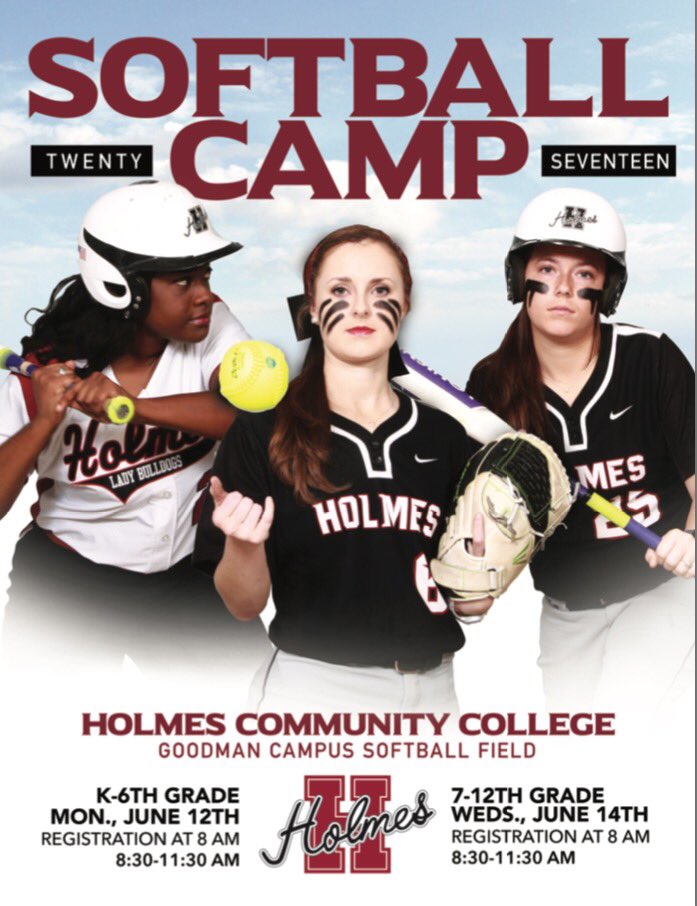 Holmes_Softball's tweet photo. Don't forget about our Jr High and High School camp on Wednesday, June 14th from 8 to 11:30am. 

Retweet! https://t.co/wPlcaIRK8F