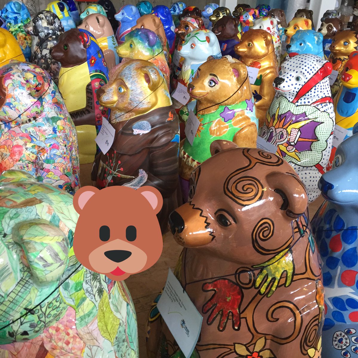 WIA_Annie's tweet photo. It's a mini 🐻 revolution! All waiting patiently for their moment in the spotlight! Yay the 🐻's are on the move! #thebigsleuth #birmingham https://t.co/V76UAT23Ms