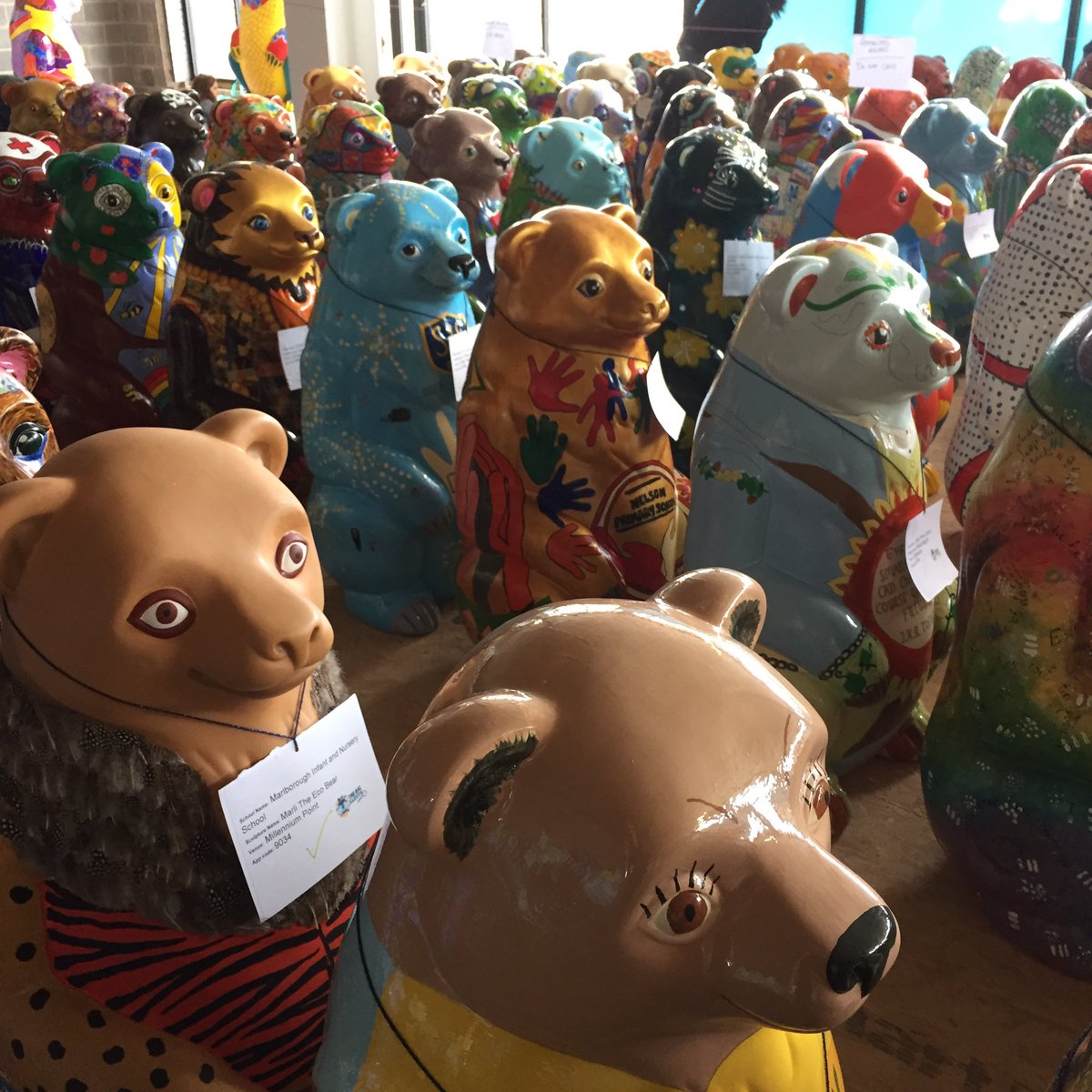 WIA_Annie's tweet photo. It's a mini 🐻 revolution! All waiting patiently for their moment in the spotlight! Yay the 🐻's are on the move! #thebigsleuth #birmingham https://t.co/V76UAT23Ms