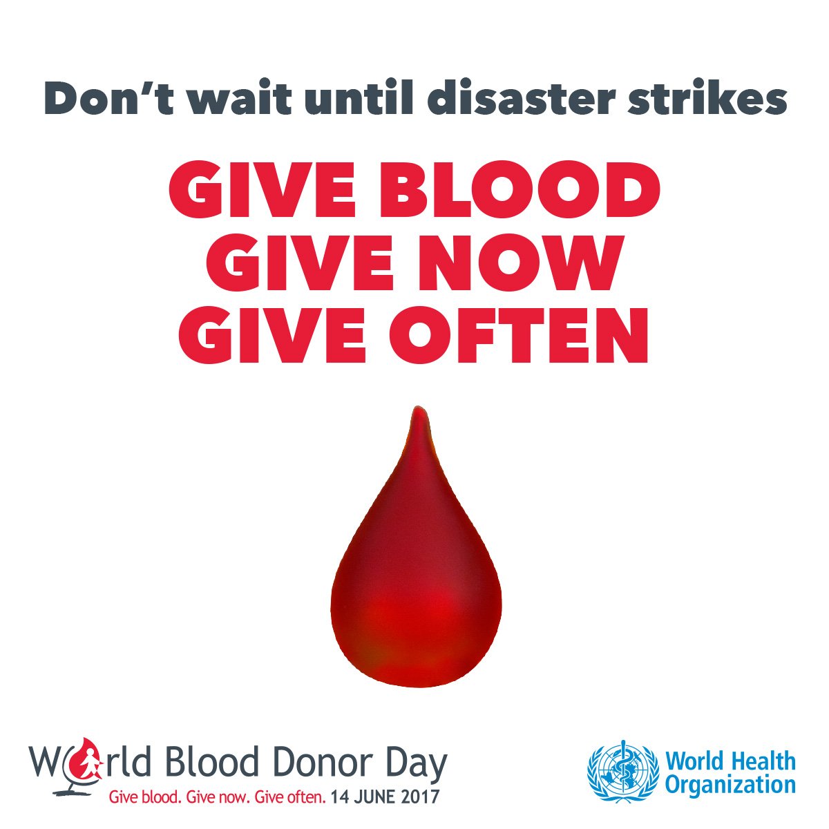 Today is  <a href="/WHO/">World Health Organization (WHO)</a> World Blood Donor Day #GiveBlood - visit ow.ly/Sii330czwpW for more information