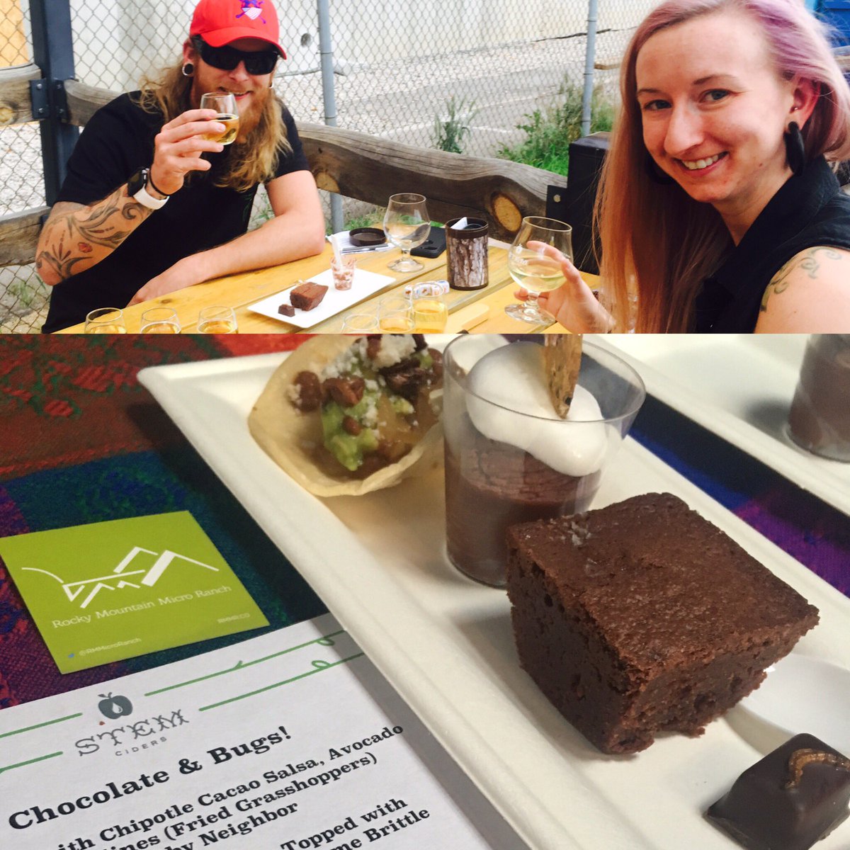 Ah-mazing #edibleinsects #craftchocolate #craftcider pairing <a href="/stemciders/">Stem Ciders</a> w/ <a href="/CulturaChoc/">Cultura Chocolate</a>!
