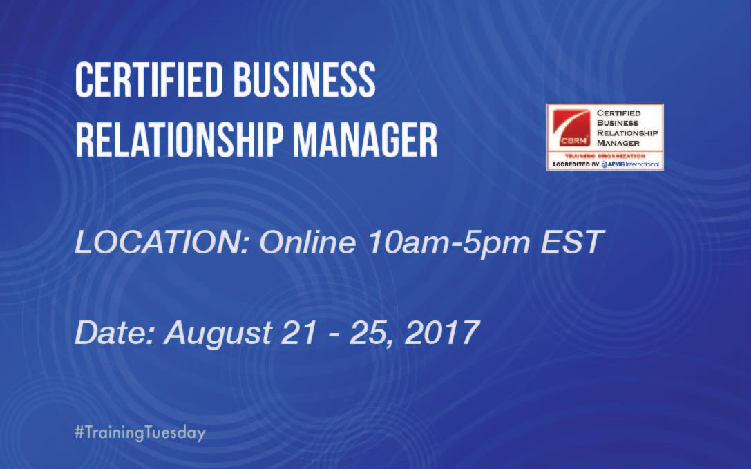 #TrainingTuesday We are hosting an online CBRM course August 21-25, 2017, each day runs 10am-5pm EST. buff.ly/2rb0a9c