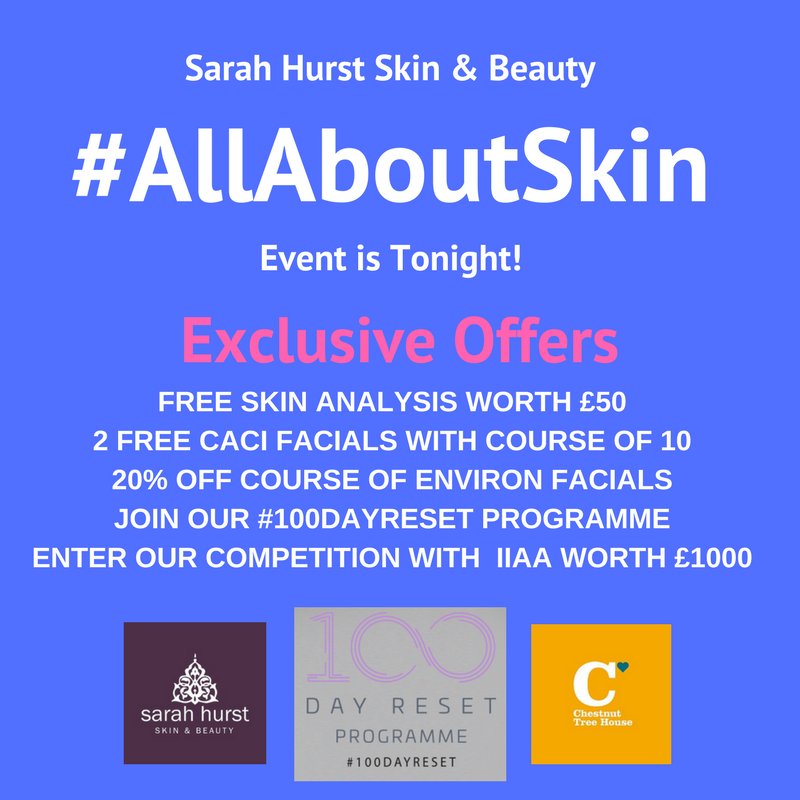 SarahHurstSkin's tweet photo. Our #AllABoutSkin #Event is tonight Last chance to reserve a ticket &amp; Join Us for evening of #skincare &amp; exclusive offers! #Brighton #beauty https://t.co/dDOJwGZ08X