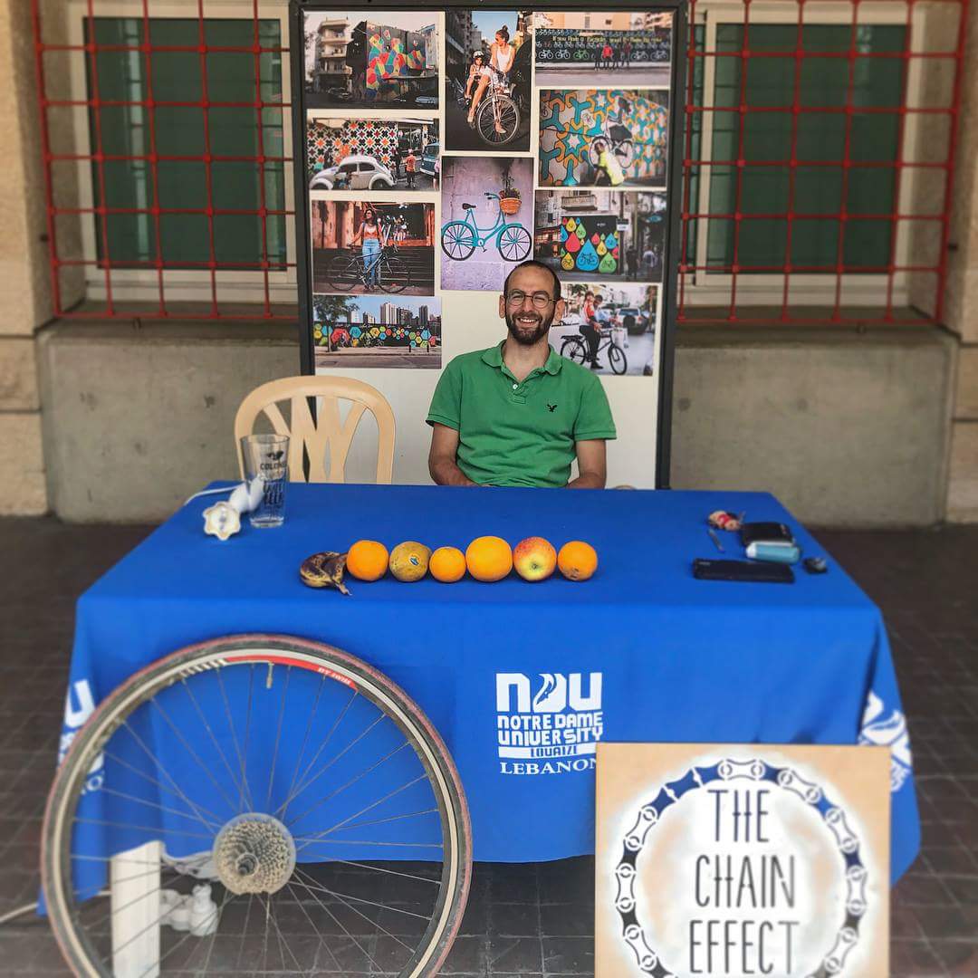dx_ndu's tweet photo. The Chain Effect in the @dx_ndu social space @NDU_Louaize - June 10, 2017! Bike to work in Beirut #AlchemyofChange https://t.co/68gVtpVG3g
