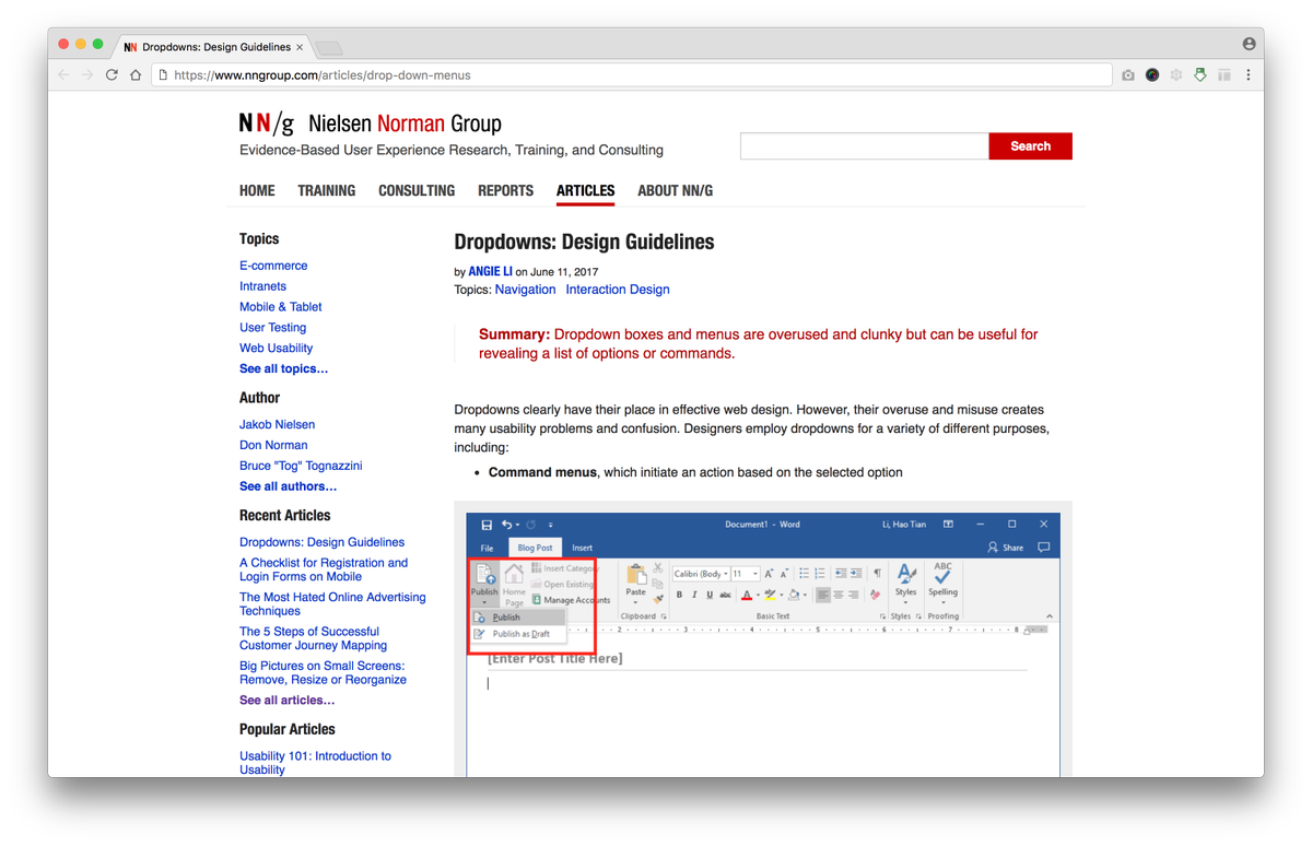 glardon's tweet photo. Design guidelines on dropdowns by @NNgroup https://t.co/UluAQEnKe7 #formdesign #usability https://t.co/9eOmxljai8