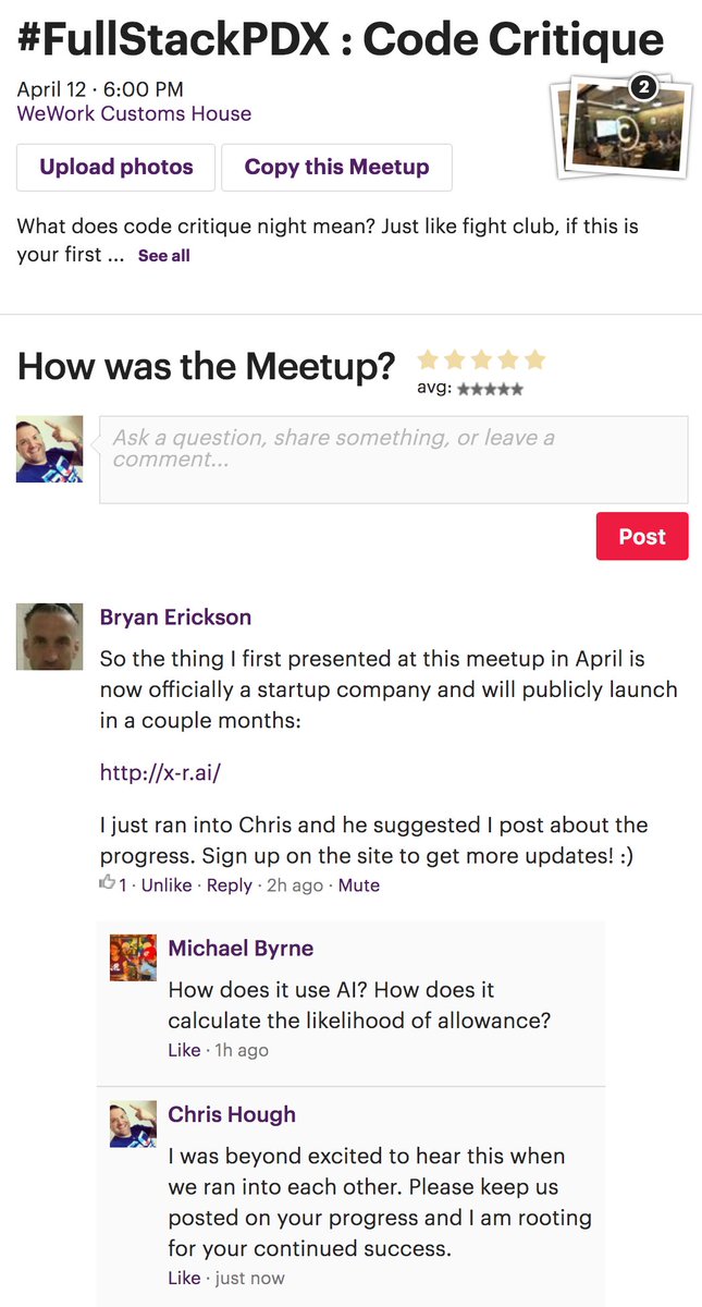 fullstackpdx's tweet photo. The https://t.co/FO903fTrSR project was first discussed at #FullStackPDX. Now it is LIVE! Check it out #PDXTECH. Well done Bryan Erickson! https://t.co/T5ZnzXvw2W