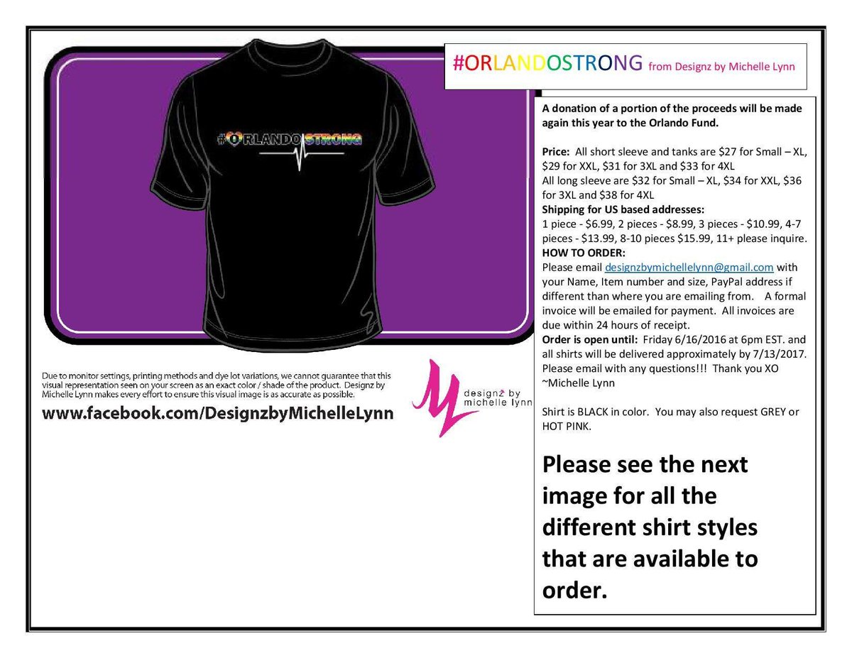 DesignzByMLynn's tweet photo. #ORLANDOStrong shirt back for limited release till friday #lovealwayswin #loveislove #designzbymichellelynn #orlandounited #Pulsenightclub https://t.co/4GglUWjjjx