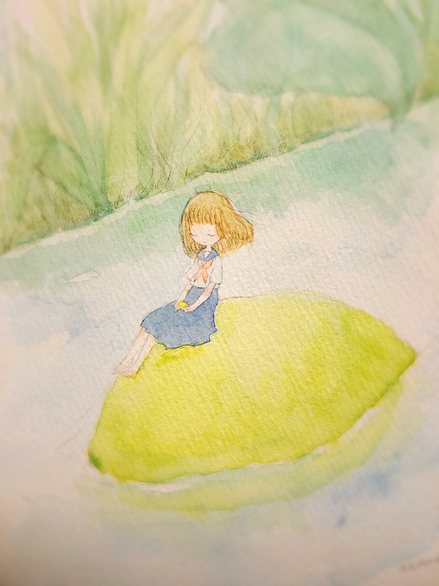 吉田麻乃 ある本を読んだ時のイメージイラスト とても素敵な話でじんわりしました イラスト アート 水彩 水彩画 女の子 レモン ゼツメツ少年 ドローイング T Co M0hvumgyu7 Twitter