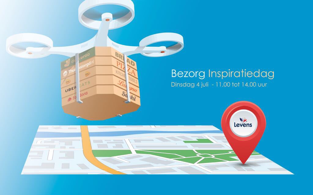 Van #drone tot #scooter en van #sushi tot #pizza on the 4th of July #delivery #workshop @LevensCBS
