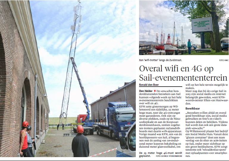 Vandaag in <a href="/nhdagblad/">Noordhollands Dagblad</a> een mooi verhaal van <a href="/Stranger2110/">Ronald</a> over de ICT-opbouw @SailDenHelder17 door <a href="/KPN/">KPN</a>. De WiFi is gratis voor iedereen!