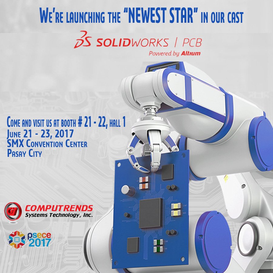 computrends's tweet photo. Is your PCB Designer and Mechanical Designer collaborating enough? 
Join our launch of #SOLIDWORKS #PCB at the #PSECE2017 Tradeshow! https://t.co/NWRXpKWuTg