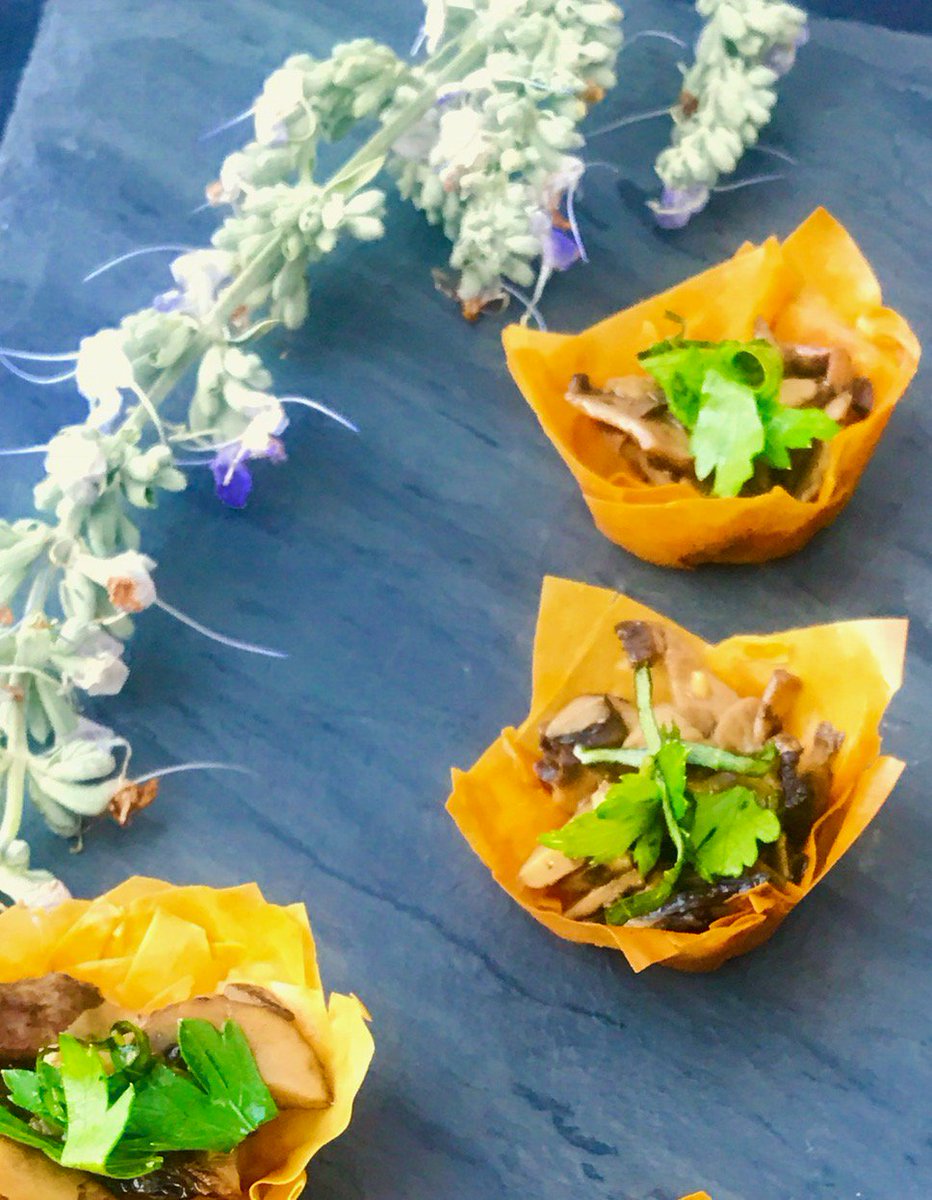 chefsamgoldman's tweet photo. wild mushrooms w/ white sage Filo cups. https://t.co/Oj7ohbbxao