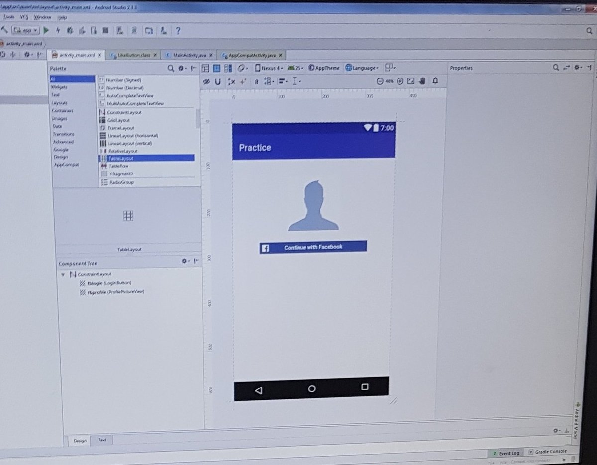 paulhan1983's tweet image. Been playing round with #androidstudio got the #facebookSDK installed a pretty nifty piece of kit 😎 no app ideas yet though 🤣🤣