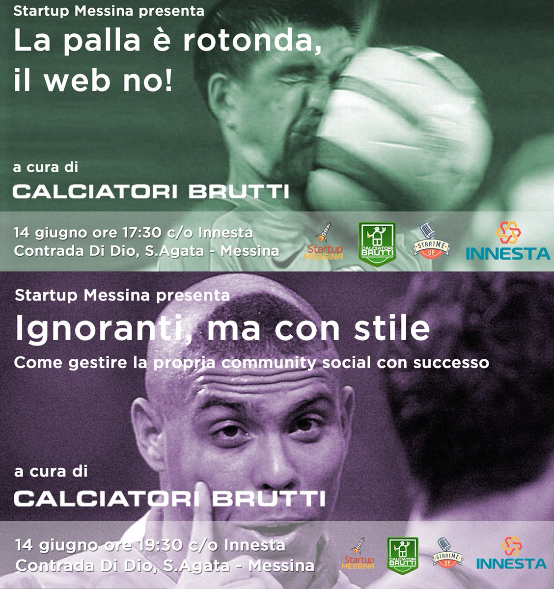 Doppio appuntamento nel segno dei <a href="/CB_Ignoranza/">CALCIATORI BRUTTI</a>. Si parte alle 17:30 con la masterclass e a seguire incontro aperto normanno.com/?p=77571