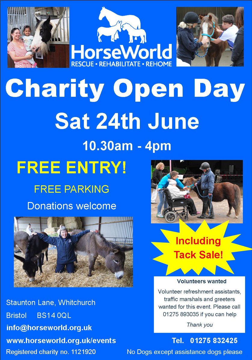 HorseWorld Charity Open Day

Saturday 24th June 10.30am - 4pm 

horseworld.org.uk/events
