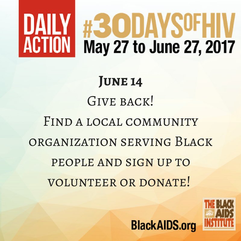 blackaids's tweet photo. It's time to give back to our community!
#30daysofHIV #NHTD #wednesdaywisdom https://t.co/3un6CPUNRV