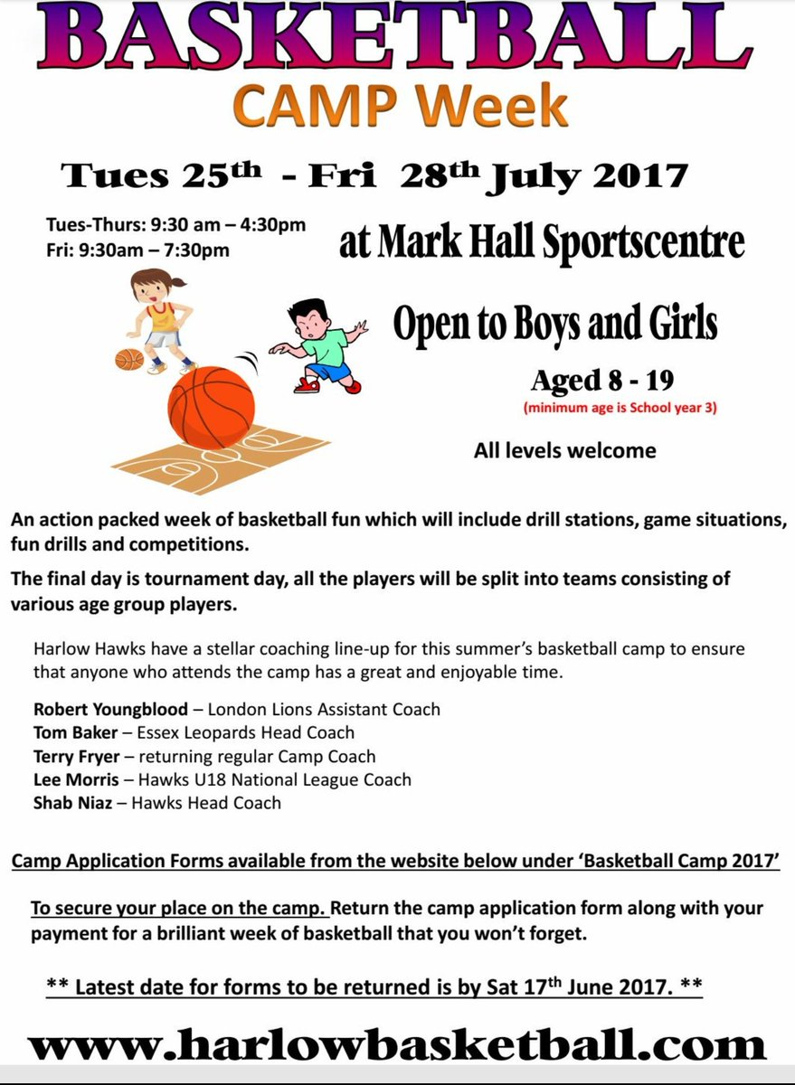 Get those applications in for the remaining space at this year's summer camp. Apply online at harlowbasketball.com
#supportlocal #essex