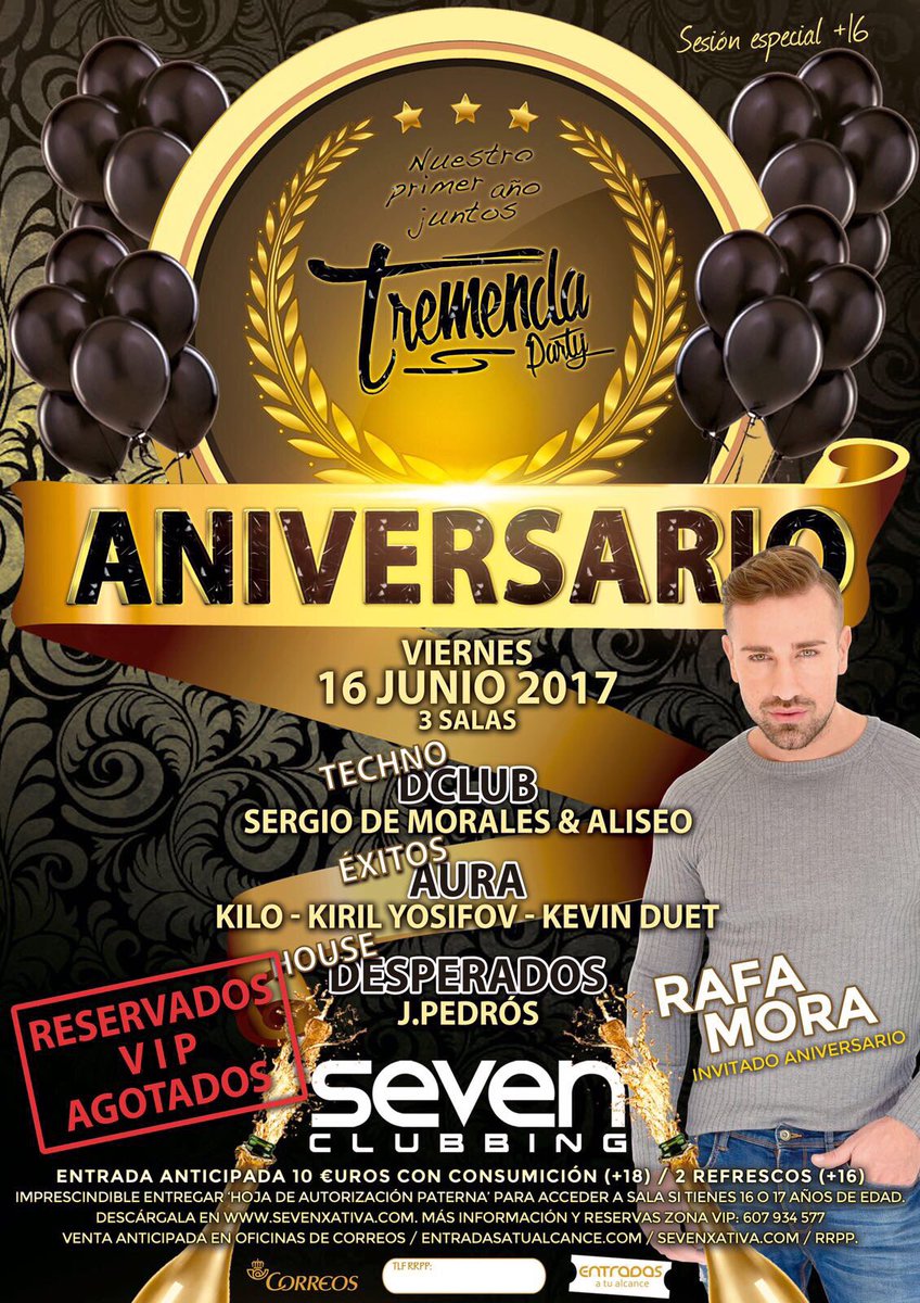 Este viernes <a href="/tremendaoficial/">Tremenda</a> 1er ANIVERSARIO con <a href="/RAFAMORATETE/">Rafa Mora Garcia</a>