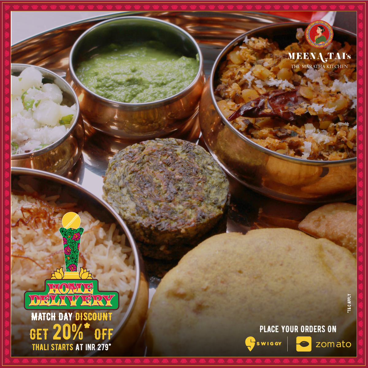 Meenataisvmh's tweet photo. Add to the excitement of the Semi-Finals of #CT17 with 20% off on home delivery, including our delicious #Marathi #Thali
#EngvPak #IndvBan https://t.co/23ejNFQOZ9