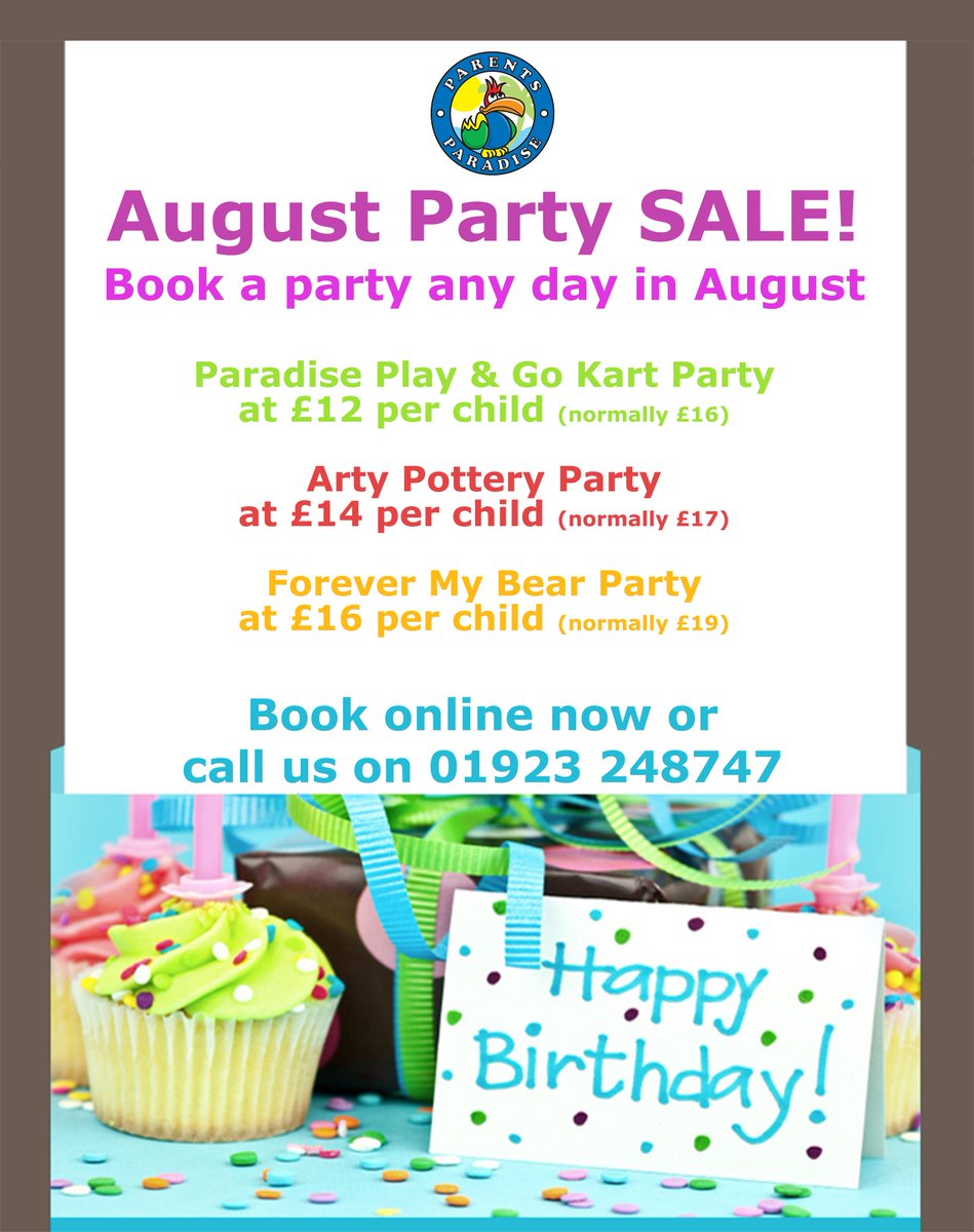 August Party SALE is now on! Our weekend slots are going fast. Book online now ow.ly/NOpD30czWCH