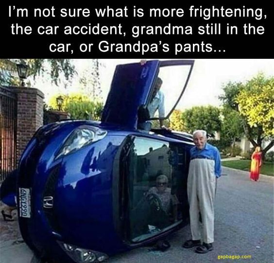 Tattooforaweek.com on X: Grandpa vs Car #grandpa #car #funny #accident # meme #lol #pants #joke #tattooforaweek  / X