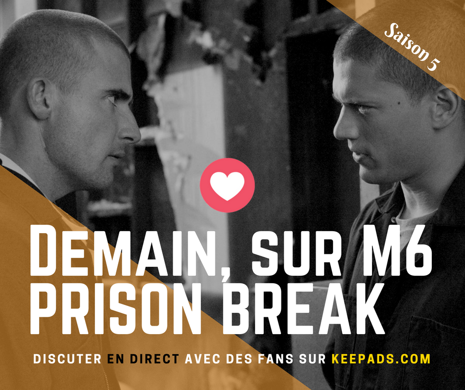 fr_keepads's tweet photo. ✅ #prisonbreak ⏰demain à 21h📍@M6 . 1er épisode dispo sur #6play
🔶 RETWEET si toi aussi tu vas regarder la saison 5 https://t.co/Cin5pIYTDe