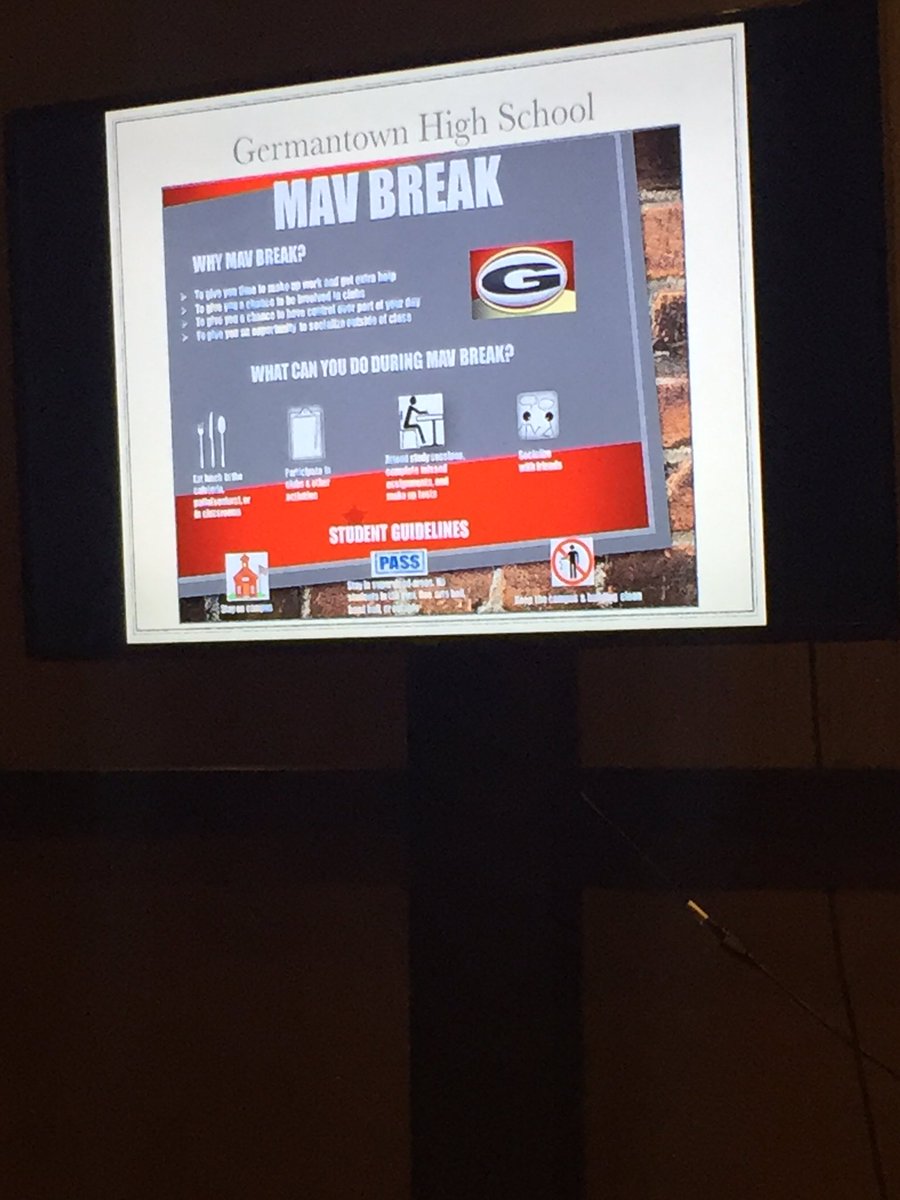 MSProfEd's tweet photo. @GermantownHS @mcsinfo Wesley Quick discussing redesign of lunch w/ Mav Break (lunch, remediation, club mtgs, make up work, social) @ MASSP https://t.co/YEQjVx9oaF