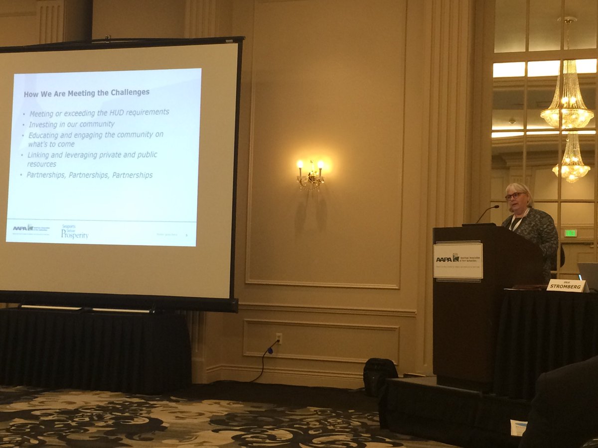 .@AAPA_Seaports conference: Mel Arsenault shares how Port of Gulfport, MS, created &amp; filled 1,300 #jobs during Hurricane Katrina recovery.