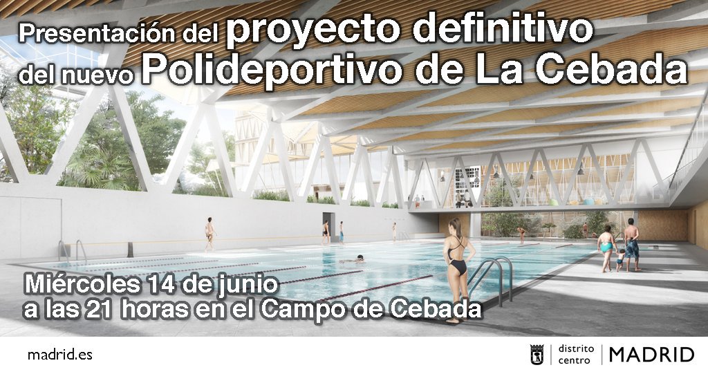 podemosmad's tweet photo. Esta tarde a las 21:00 se presenta el nuevo proyecto para el polideportivo del #CampoDeCebada con @jorgegcastano y @carlossmato https://t.co/pzv0UCrwGM