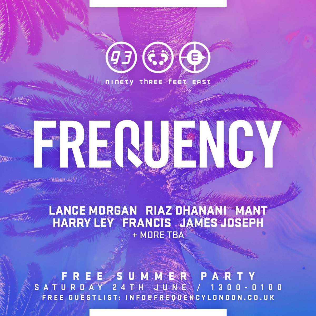 Abit Of <a href="/Frequency_LDN/">Frequency London</a> With <a href="/LanceMorganDJ/">Lance Morgan</a> <a href="/Riaz_Dhanani/">Riaz Dhanani</a> +
More Saturday 24th June <a href="/93FeetEast/">93FeetEast</a>
