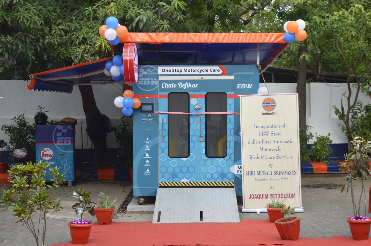 EBW_India's tweet photo. @EBW_India launched in Deonar, Mumbai!!
INDIA's first innovative Automatic Bike Wash service that recycles 90% of water.
#BeWaterPositive https://t.co/ysZWOrGFb8