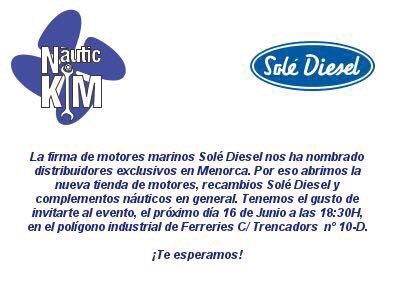 El 16 estaré en #Menorca en la #inauguracion del distribuidor oficial @SoleDieselEs <a href="/NauticKim/">Nautic Kim</a> Te espero!