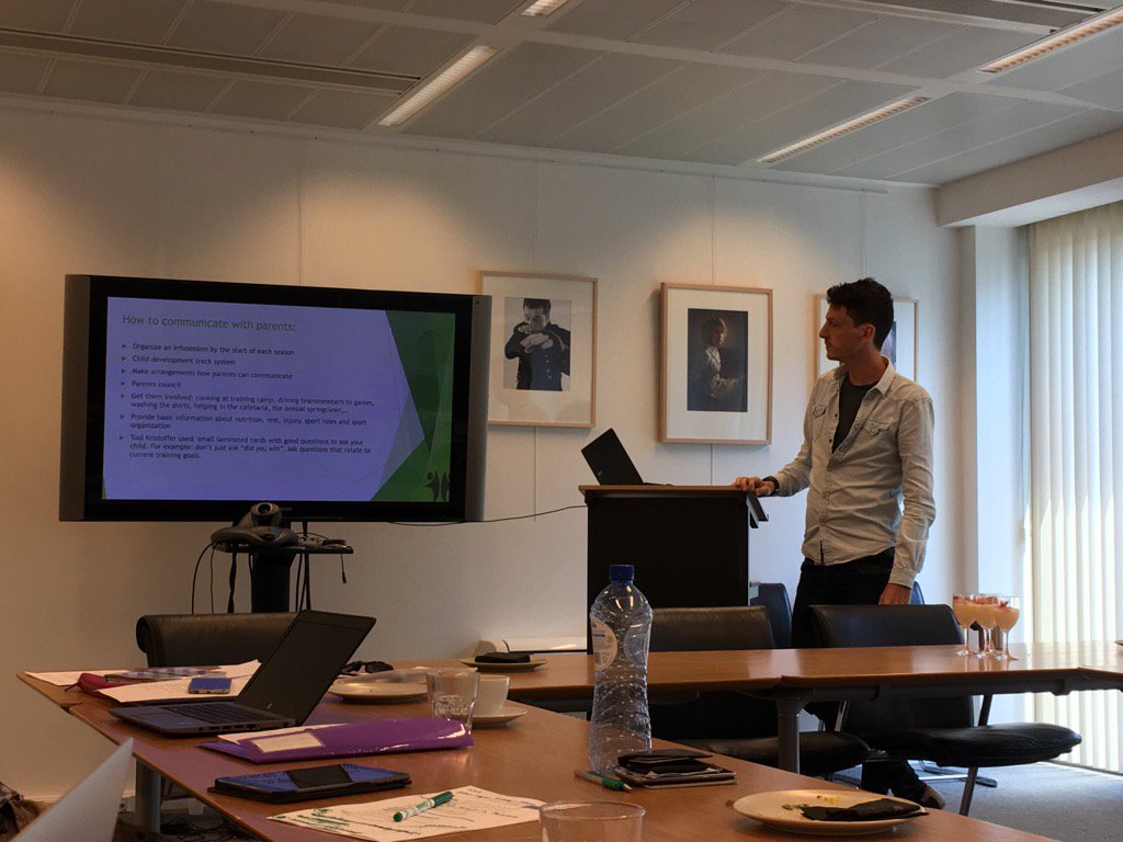 SportParentEU's tweet photo. Moving onto communication considerations, Simon from @ICESvzw discussing parents-children &amp; parents-coach engagement https://t.co/VobzW9uKwi