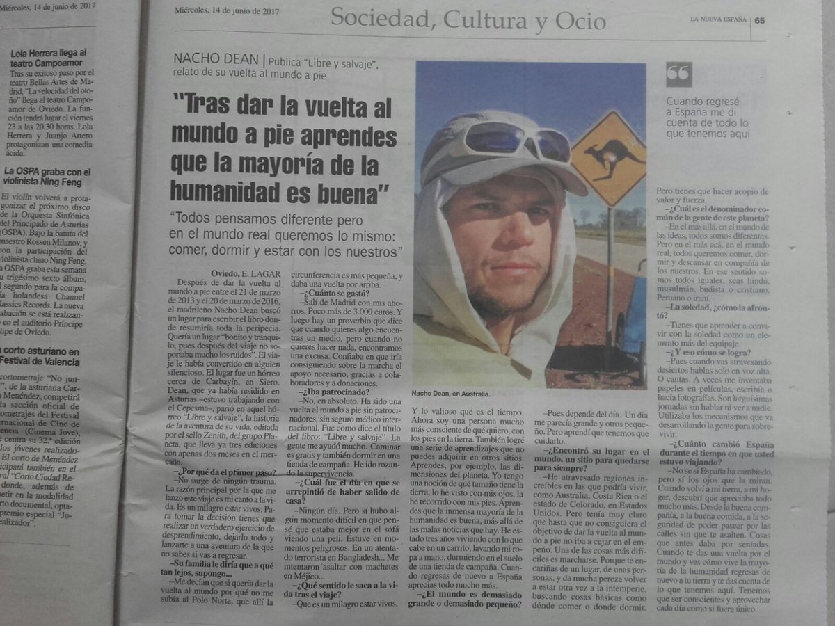 nacho_dean's tweet photo. Artículo publicado hoy en la @lanuevaespana sobre la #earthwidewalk y #libreysalvaje https://t.co/o2oLKIhviC