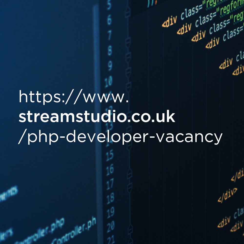 stream_studio's tweet image. Are you an experienced PHP developer looking for a new challenge? Yes? We'd love to hear from you #developervacancy #phpdeveloper #leics