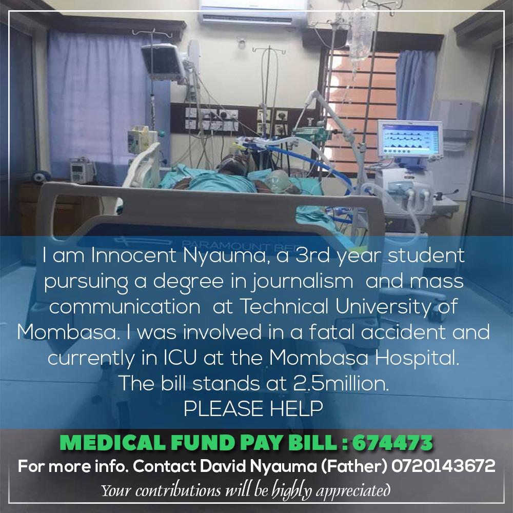 Martin_Mwangi05's tweet photo. The little you have could still help raise Innocent's bill. #IStandWithInnocent https://t.co/8pYHMrpExy