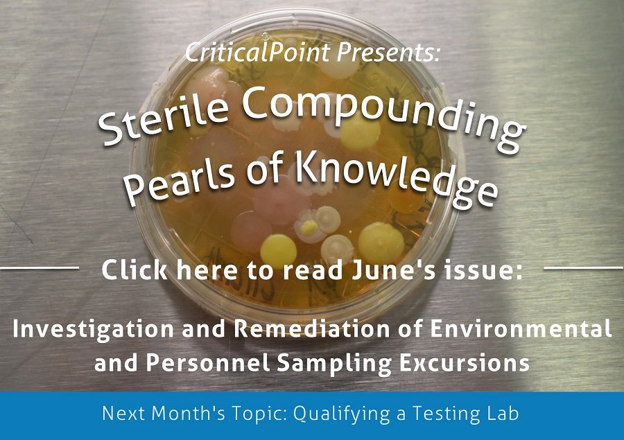CriticalPoint_1's tweet photo. June's #SterileCompounding Pearls of Knowledge focus on Environmental and Personnel Sampling. https://t.co/omY7LuEbZm https://t.co/joTx1l2D2r