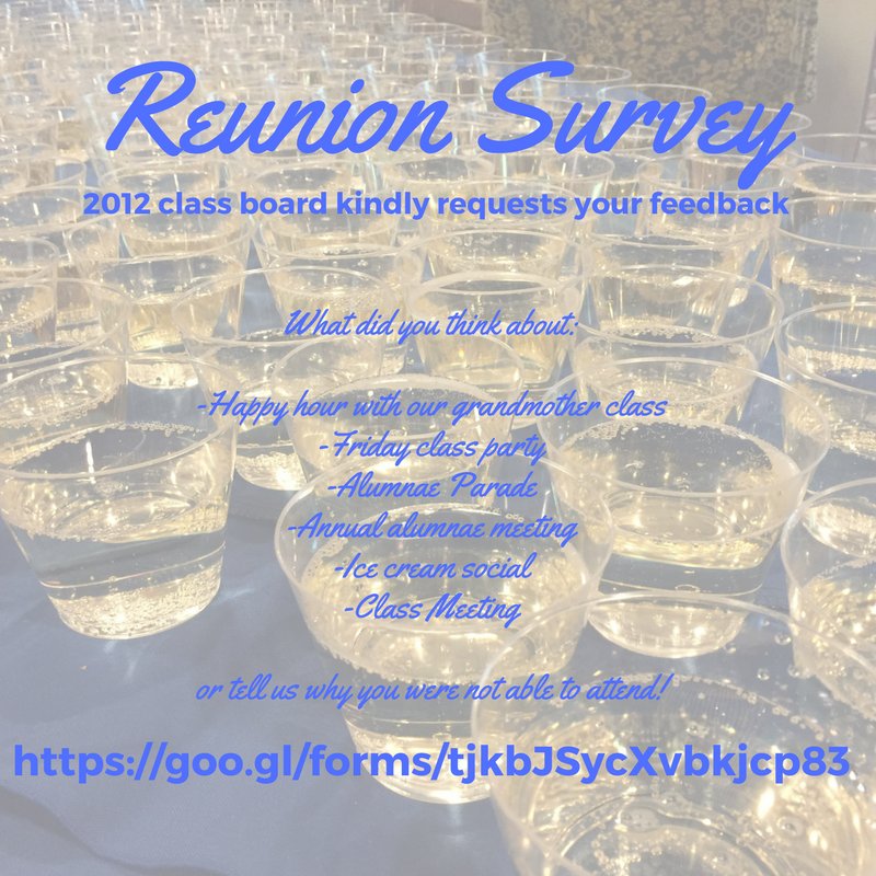 2012_MHC's tweet photo. What did you love (or not <3) about reunion?  Or why were you unable to come? Survey: https://t.co/y4CuZrZuNb #2012ComesMoHome https://t.co/cAB4IEcIPd