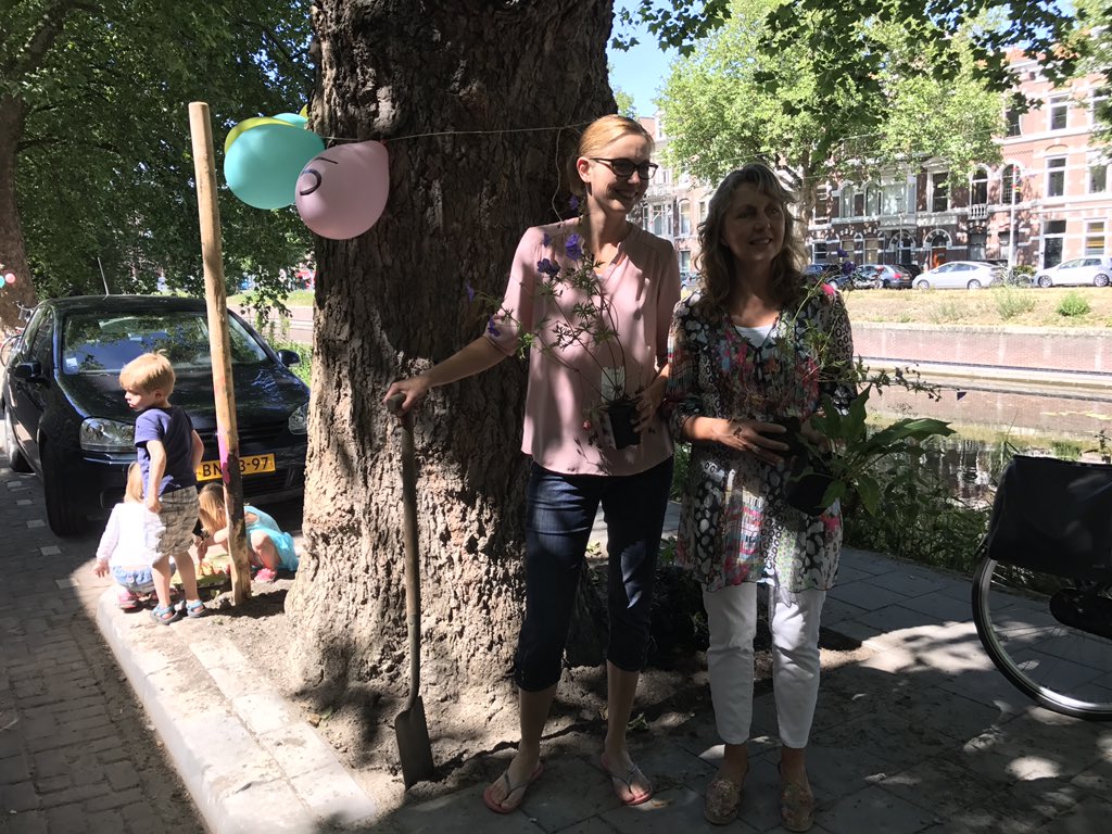 JvdHoogenband's tweet photo. De boomspiegels worden beplant door bewoners op de #Suezkade tegen de hondenpoep! Haagse #opruimestafette #Segbroek https://t.co/chcsZR6Mec
