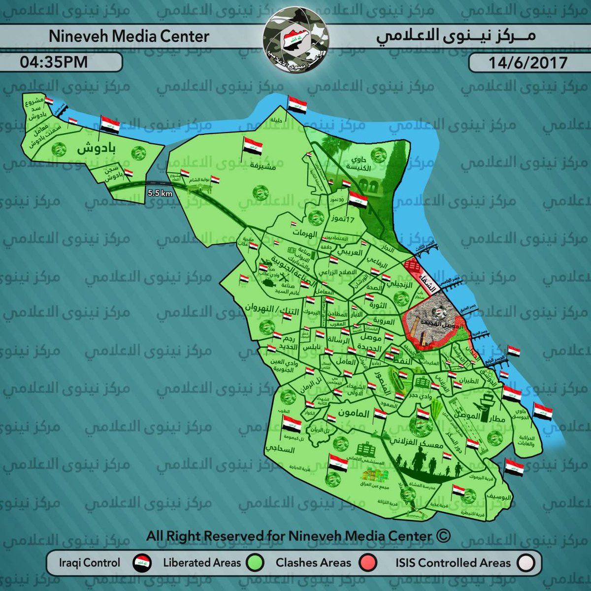 NinevehMC's tweet photo. last updated map of situation in Mosul
14/6/2017- 04:35PM @hushamalhashimi @CENTCOMArabic  @USEmbBaghdad @CoalitionAR @RTarabic @DOTArabic https://t.co/VsjuY6n5mv